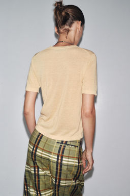 SHORT SLEEVE KNIT LINEN BLEND TOP - Zara фото 3
