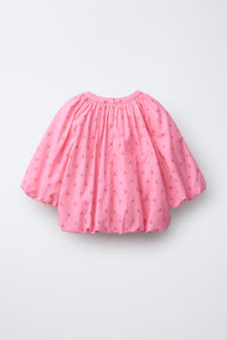 BLUSA ABULLONADA ESTAMPADA FLORES / Rosa - Zara фото 2