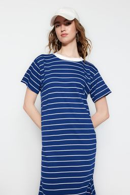 Lacivert Cizgili Y?rtmac Detayl? Shift/Duz Maxi Orme Elbise TWOSS23EL00690 - Trendyolmilla фото 2