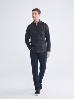 Regular Fit Uzun Kollu Ekose Gabardin Erkek G?mlek