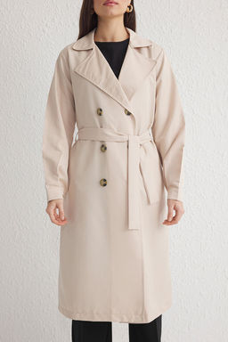 Trendyolmilla Bej Kusakl? Su Itici Uzun Trenckot TWOAW24TR00003  фото 22