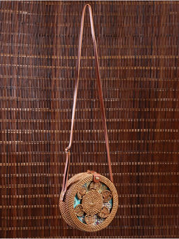 Сумка женская через плечо плетёная «Цветок», 20×6×70 см, ротанг