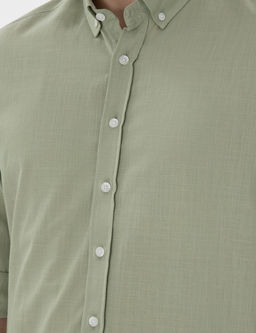 _a_la Slim Fit Keten G_r_n_ml_ G_mlek
