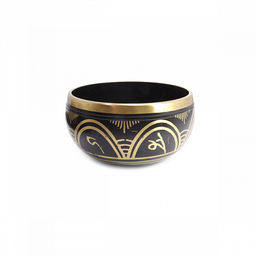 Чаша поющая с золотыми символами Лотос 5 металлов от 600гр до 800гр h-7cм d-12см