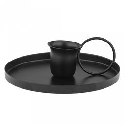 Подсвечник "Бужуар" д10,3см, h3,1см, на 1 свечу, металл, с ручкой, черный (Китай)