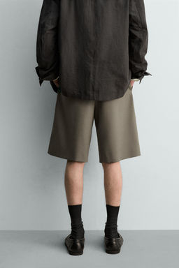 BERMUDA 100% LANA PLIEGUES LIMITED EDITION / Verde medio - Zara фото 3