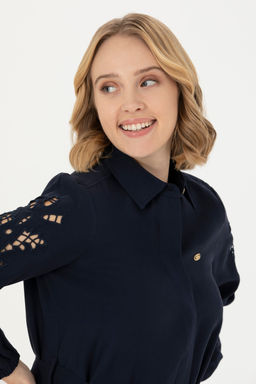 Женское темно-синее тканое платье - U.s. polo assn фото 9