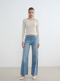 Wideleg Fit Kad?n Jean Pantolon