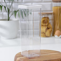 Банка для хранения сыпучих продуктов IDEA «Степ», 1.9 л, 10×28 см, пластик, крышка белая