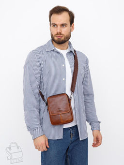 Сумка мужская кожаная 8613S brown Fuzhiniao