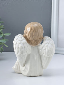 Сувенир керамика "Ангел в белом платье, сидит" 10х11х15,5 см