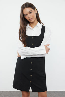 TRENDYOLMILLA Vizon Kare Yaka Poliviskon Kumas Astarl? Mini Dokuma Ceket Elbise TWOAW25EL00191