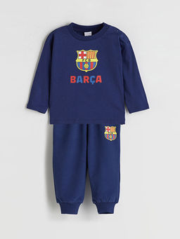 Bisiklet Yaka Barcelona Bask?l? Erkek Bebek E?ofman Tak?m