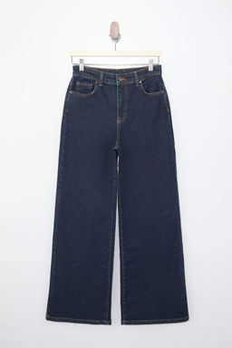 Koyu Mavi Yuksek Bel Orta Esnek Wide Leg Genis Paca Jeans TWOSS26JE00188