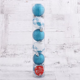 Цена за 2 шт. Ёлочные игрушки Зимняя сказка, шары новогодние, d=5 см, набор 6 шт., бело-голубой - Зимнее волшебство фото 2