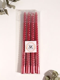 Набор свечей витых, 2.2×30 см, 4 шт., рубиновый металлик