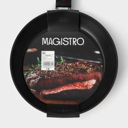 Сковорода Magistro Flame, d=28 см, h=5 см, кованый алюминий, ручка soft-touch, антипригарное покрытие, индукция, чёрная фото 11