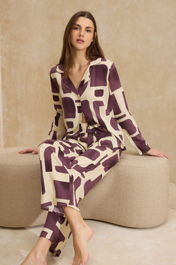 Cok Renkli Geometrik Shally Dokuma Pijama Tak?m? THMSS26PT00001