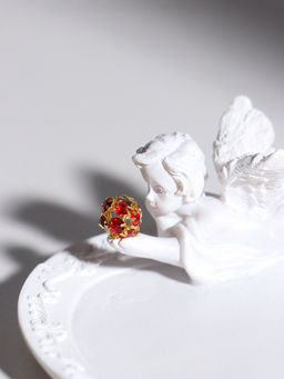 Подставка для колец, мелочей Белоснежный ангел с красным шаром, подсвечник, 3?8.6?8.2 см, МИКС