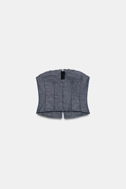 TOP CORTO ALAMARES CON LINO / Gris