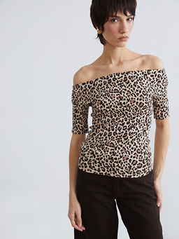 Kay?k Yaka Leopar Desenli Bluz