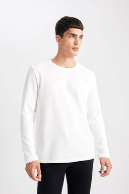 Облегающая футболка с круглым вырезом и вафельным рисунком - Defacto фото 6