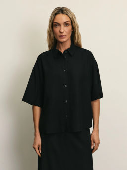 Льняная рубашка прямого кроя / Zarina фото 3