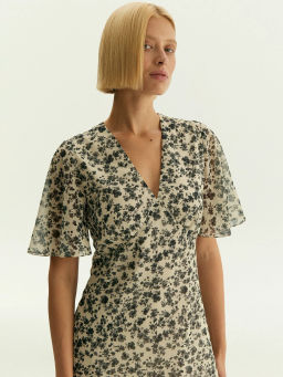 Платье Emka PL1722 миди шифон цветочный принт мультиколор  фото 6