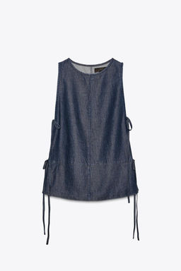ZW COLLECTION DENIM TIE TOP - Zara фото 6