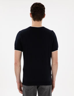 Lacivert Slim Fit Bisiklet Yaka Triko Ti__rt - Pierre cardin фото 5