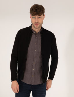 Siyah Slim Fit Fermuarl_ Triko H_rka