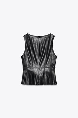FAUX LEATHER TOP WITH BELT - Zara фото 7