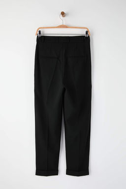 Siyah Pilili Genis Paca Extra Wide Leg Dokumlu Kumas Pantolon TWOAW26PL00155 - Trendyolmilla фото 3