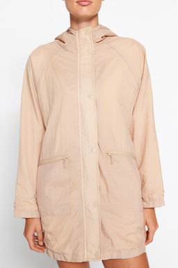 Bej Kapusonlu Su Itici Yagmurluk Mont TWOAW24MO00228