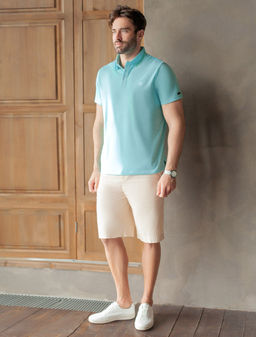 Футболка-поло из фактурного трикотажа - Vilatte фото 5