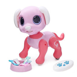 Робот собака радиоуправляемый Питомец WOOW TOYS, на пульте управления, интерактивный: звук, свет, танцующий, на аккумуляторе, розовый - IQ BOT фото 5