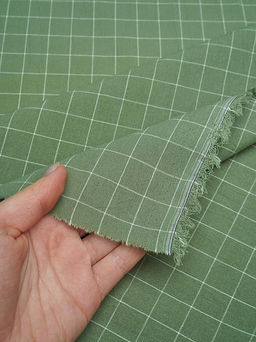 Вареный (стираный) хлопок Белая клетка (1.6*1.6см) на болотно-зеленом, ш.2.5м, хл-100%, 125гр/м.кв - Купава фото 2