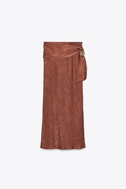 CRINKLED EFFECT SATIN MIDI SKIRT - Zara фото 7