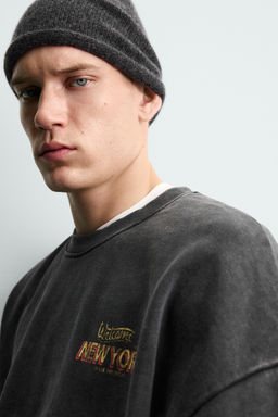 WASHED SWEATSHIRT WITH SLOGAN PRINT - Zara фото 5