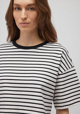 Siyah Cizgili Crop Tisort - Mavi фото 5