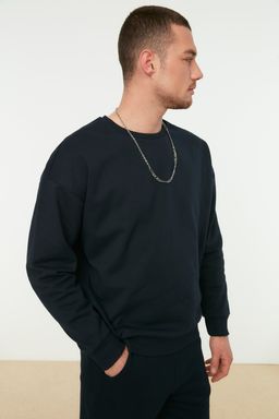 TRENDYOL MAN Lacivert Oversize/Genis Kesim Ici Polar/S?cak Tutan Bask?l? Sweatshirt TMNAW22SW0959 - Trendyolmilla фото 2