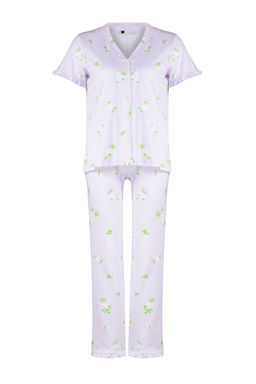 Trendyolmilla Mint %100 Pamuklu Cicekli F?rf?rl? Orme Pijama Tak?m? THMSS24PT00227  фото 7