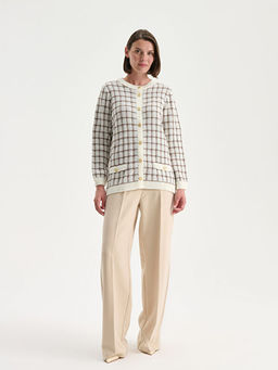 Bisiklet Yaka Ekose Kad?n Triko H?rka