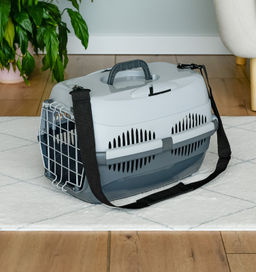 Переноска для животных "Спутник-3" с наплечным ремнем, серая, до 15кг, 58*41*36см 99ред99 4293сер-сер