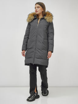 Куртка ПРЕМИУМ КЛАССА зимняя с мехом ЕНОТА, темно-серого цвета - Mtforce фото 18