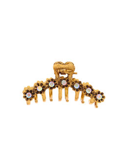 Цена за 6 шт. Крабик для волос «Каспиан», цветочки, 5 см, золото