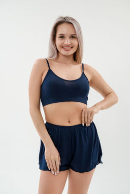 Пижама женская из бра и шорт из вискозы коллекция Лотос темно-синий