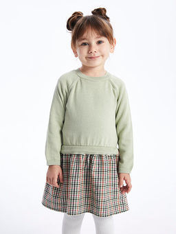 Bisiklet Yaka Ekose K?z Bebek Elbise