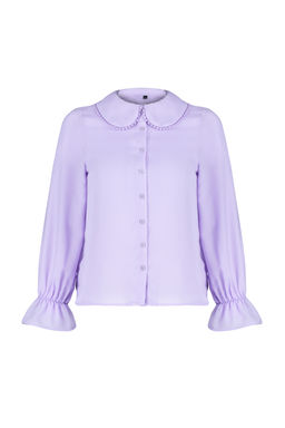 TRENDYOLMILLA Beyaz Bebe Yaka Ponpon Detayl? Regular Normal Kal?p Dokuma Gomlek TWOAW21GO0717  фото 12