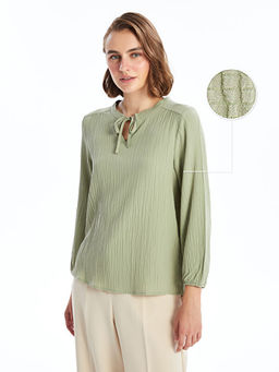 Ba?lamal? Yaka D?z Uzun Kollu Kad?n Bluz